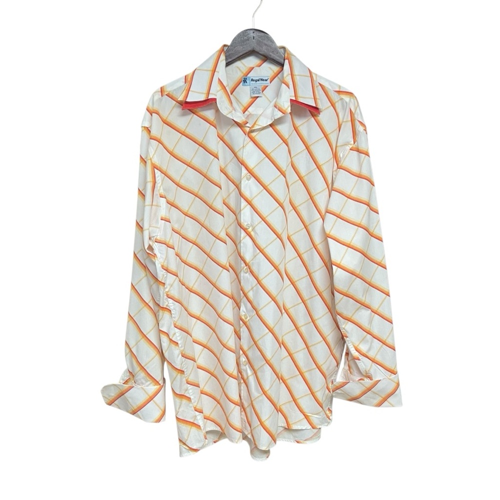 Y2K Regal Wear Shirt Double Collar Long Sleeve Buttoned Diagonal Striped Shirt